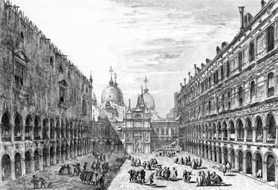 Uitzicht op San Marco, Venetië vanuit de binnenplaats van het Palazzo Ducale, 1741 door Michele Marieschi